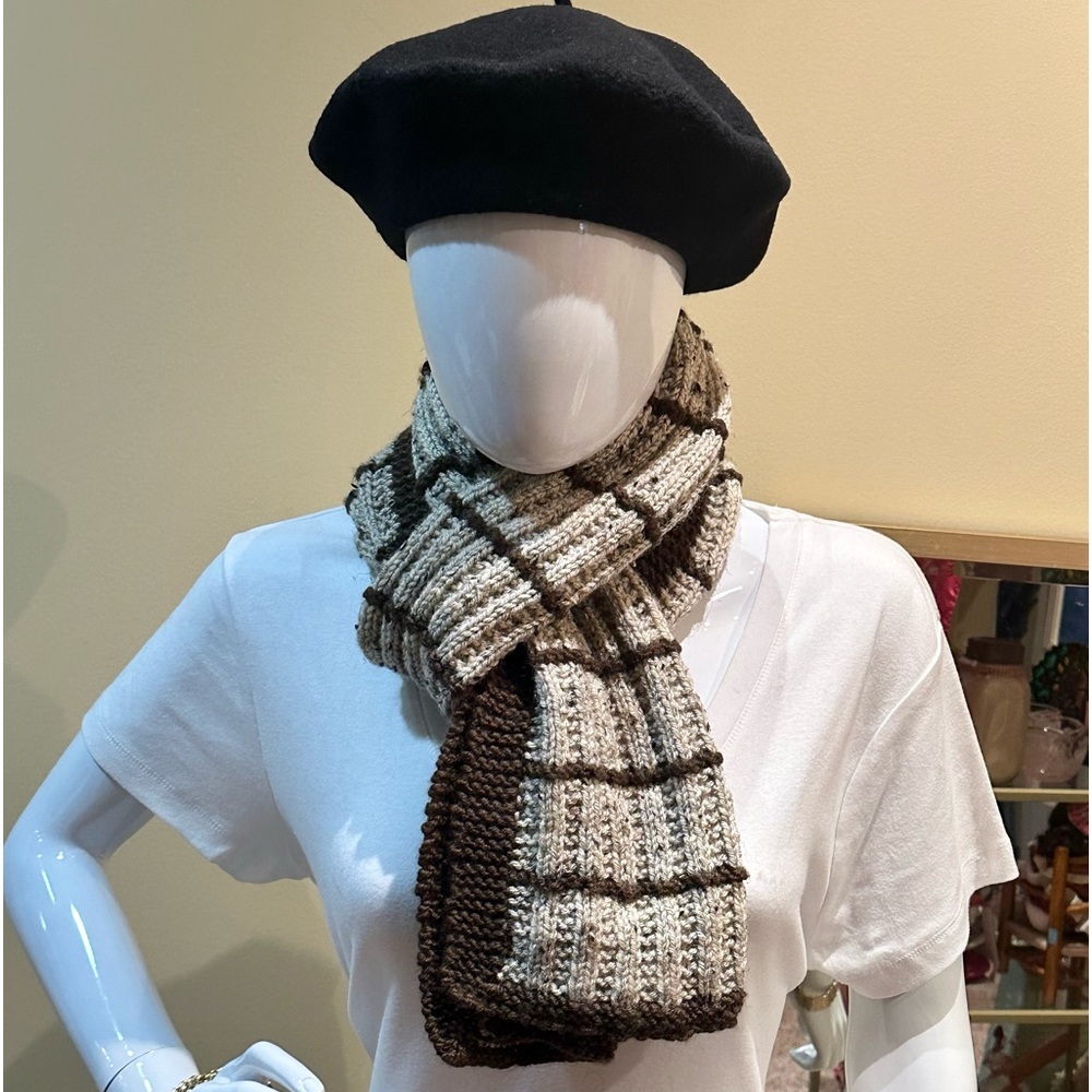 Handmade Stone Flecked Acrylic Chunky Ribbed Winter Scarf
